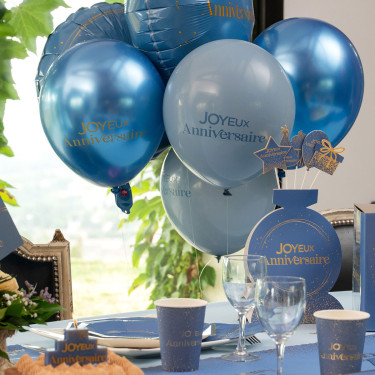 6 ballons Anni d'Or Marine et Or