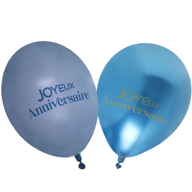 6 ballons en latex Anni d'Or Marine et Or - Dragées Anahita