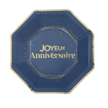 6 petites assiettes Anni d'Or Marine et Or