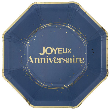 6 assiettes Anni d'Or Marine et Or
