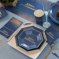 6 assiettes Anni d'Or Marine et Or