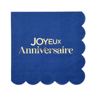 12 petites serviettes Anni d'Or Marine et Or - Dragées Anahita