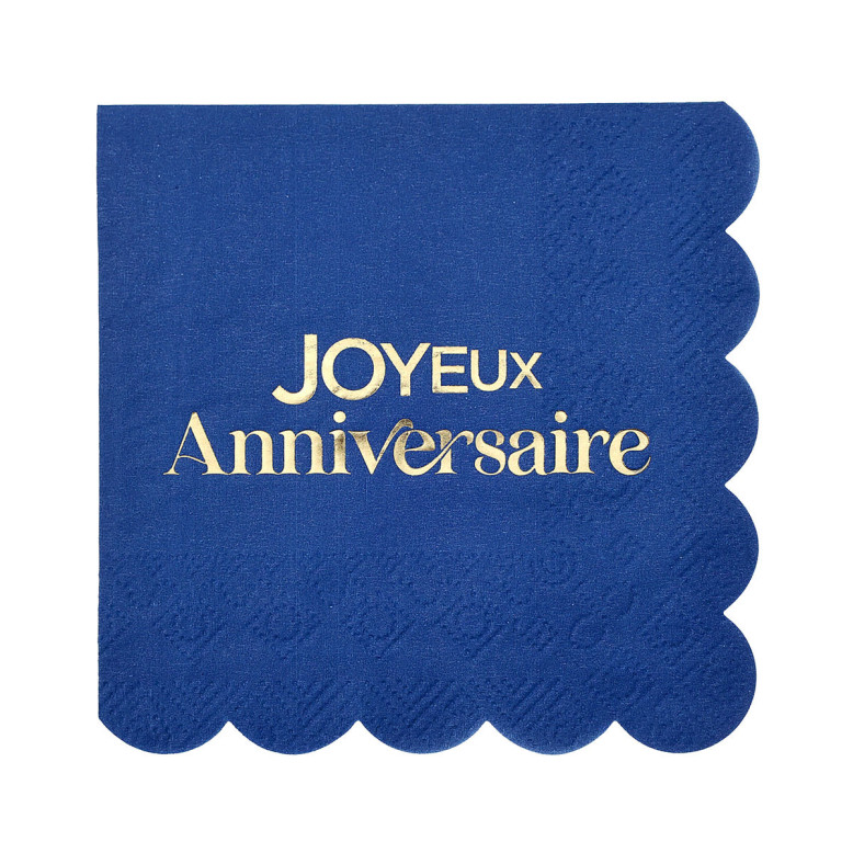 12 petites serviettes Anni d'Or Marine et Or - Dragées Anahita 12 petites serviettes Anni d'Or Marine et Or - Dragées Anahita