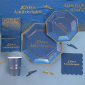 12 petites serviettes Anni d'Or Marine et Or
