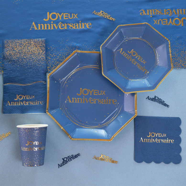12 petites serviettes Anni d'Or Marine et Or - Dragées Anahita 12 petites serviettes Anni d'Or Marine et Or - Dragées Anahita