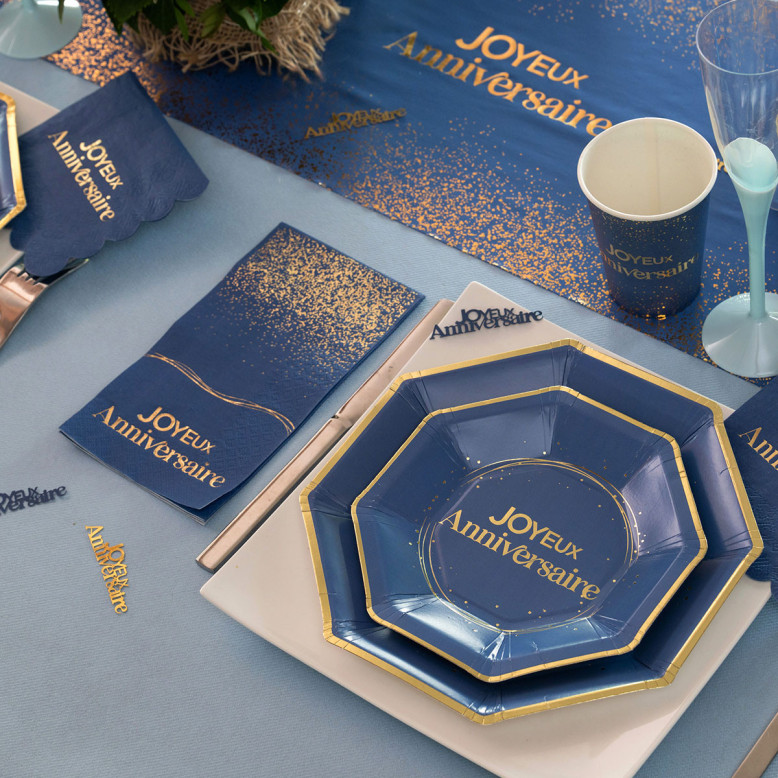 12 serviettes Anni d'Or Marine et Or - Anniversaire - Dragées Anahita 12 serviettes Anni d'Or Marine et Or - Anniversaire - Dragées Anahita