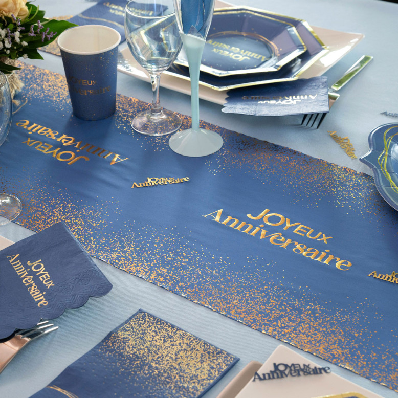 Chemin de table Anni d'Or Marine et Or - Dragées Anahita Chemin de table Anni d'Or Marine et Or - Dragées Anahita