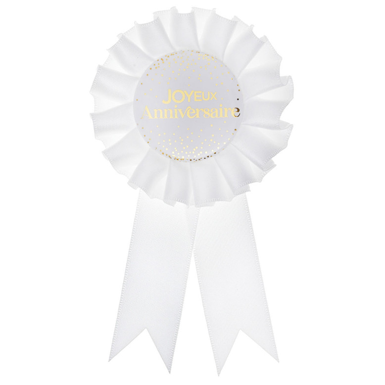 Cocarde badge Anni d'Or Blanc et Or - Dragées Anahita Cocarde badge Anni d'Or Blanc et Or - Dragées Anahita