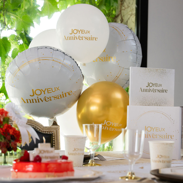 6 ballons Anni d'Or Blanc et Or - Anniversaire - Dragées Anahita 6 ballons Anni d'Or Blanc et Or - Anniversaire - Dragées Anahita