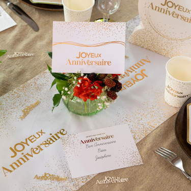 6 cartes d'invitation Anni d'Or Blanc et Or