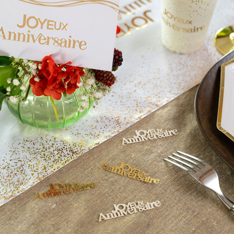 25 confettis à parsemer Anni d'Or Blanc et Or - Dragées Anahita