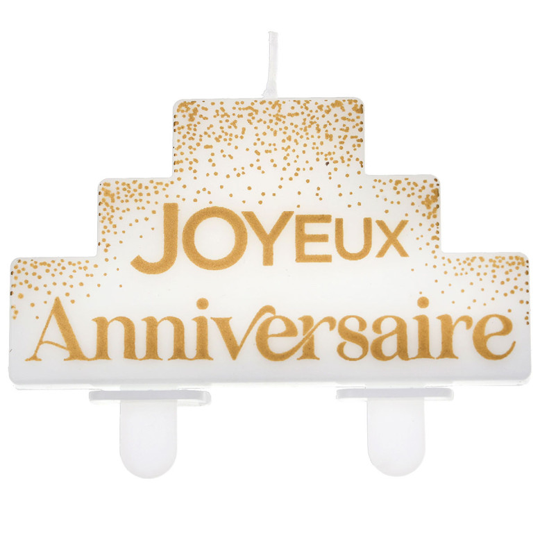 Bougie anniversaire Anni d'Or Blanc et Or - Bougies - Dragées Anahita