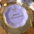 6 Assiettes en carton Joyeux Anniversaire Lilas et Or