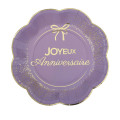 6 Petites Assiettes Joyeux Anniversaire Lilas et Or