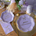 6 Gobelets Joyeux Anniversaire Lilas et Or