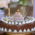 Bougie Joyeux Anniversaire Lilas et Or
