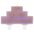 Bougie Joyeux Anniversaire Lilas et Or