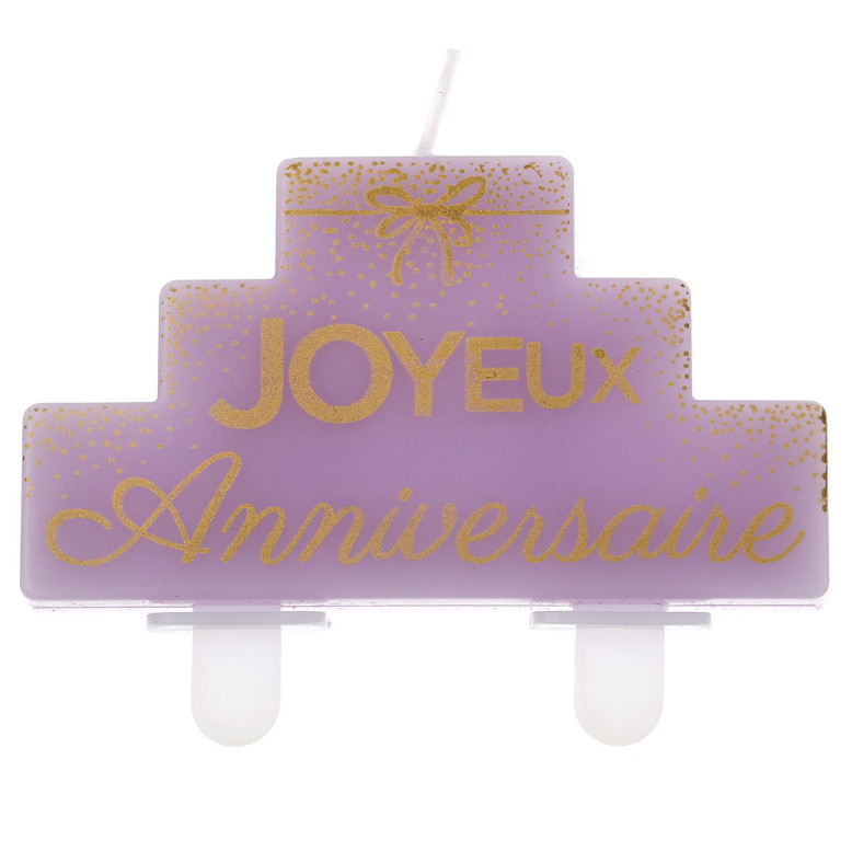 Bougie Joyeux Anniversaire Lilas et Or - Déco Gâteau - Dragées Anahita Bougie Joyeux Anniversaire Lilas et Or - Déco Gâteau - Dragées Anahita