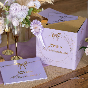 Urne Anniversaire Lilas et Or Joyeux Anniversaire Urne Anniversaire Lilas et Or Joyeux Anniversaire
