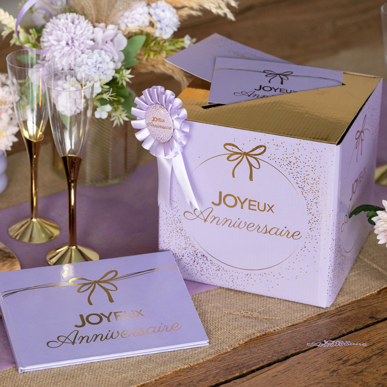 Urne Anniversaire Lilas et Or Joyeux Anniversaire Urne Anniversaire Lilas et Or Joyeux Anniversaire