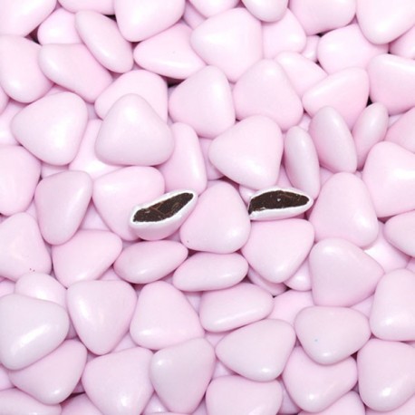 Dragées coeur chocolat rose