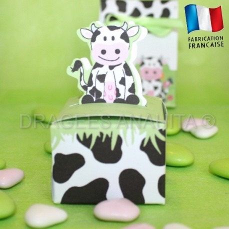 Cube pour dragées thème vache