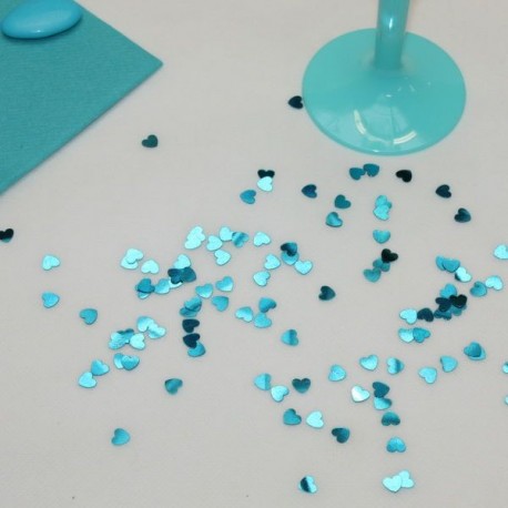 Confettis de table coeur turquoise