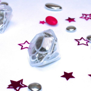 Contenant à dragées Diamant transparent