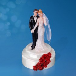 Figurine gâteau de mariage rose rouge