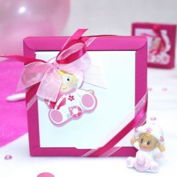 Grande boite à dragées carré bébé rose