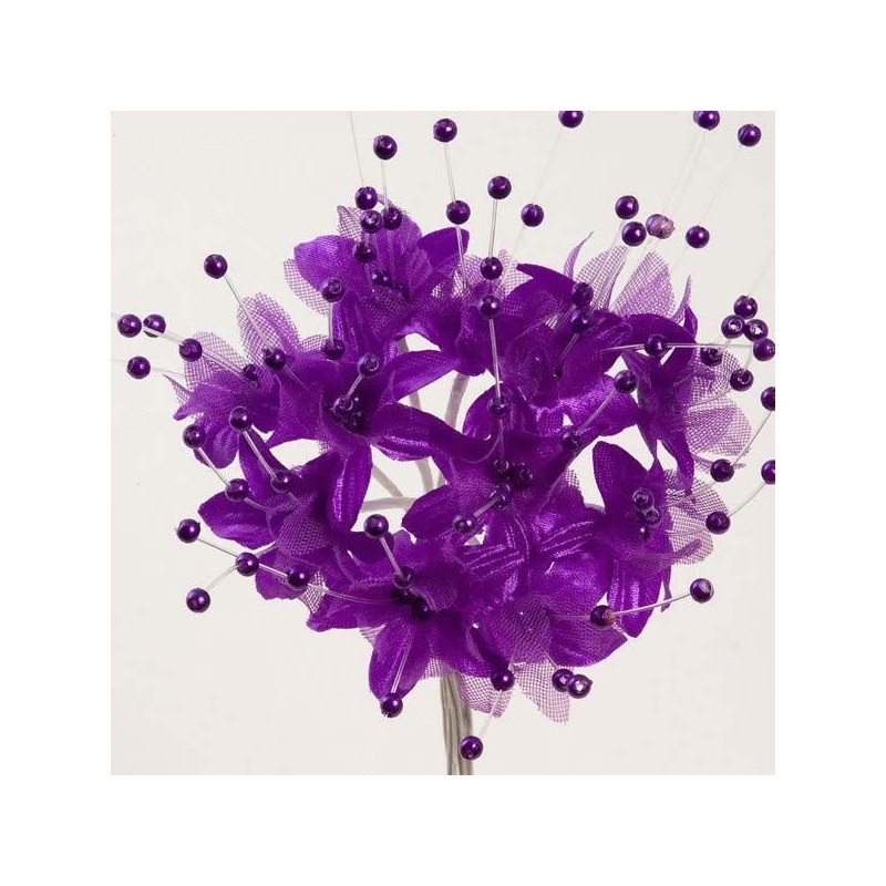 Une fleur perle Violette pour boite à dragées mariage ou baptême