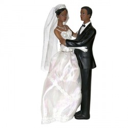 Figurine mariés noirs 23 cm