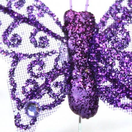 Papillon violet pailleté