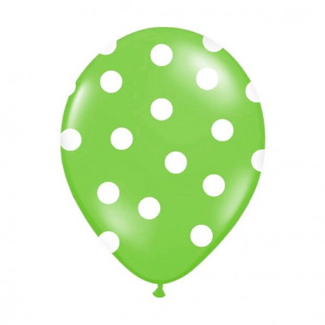 6 Ballons vert pois blanc 36 cm