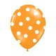 6 Ballons orange pois blanc 36 cm