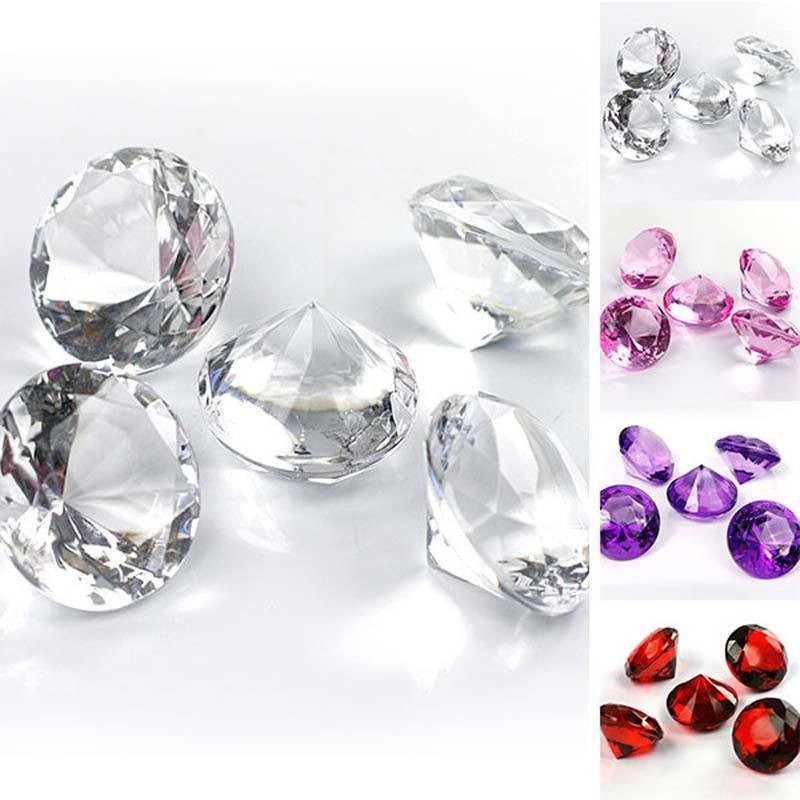 30 Diamants Acrylique Transparents 30 Mm - Décoration Table Mariage, Fête - Gemmes Cristal Pour Centres De Table