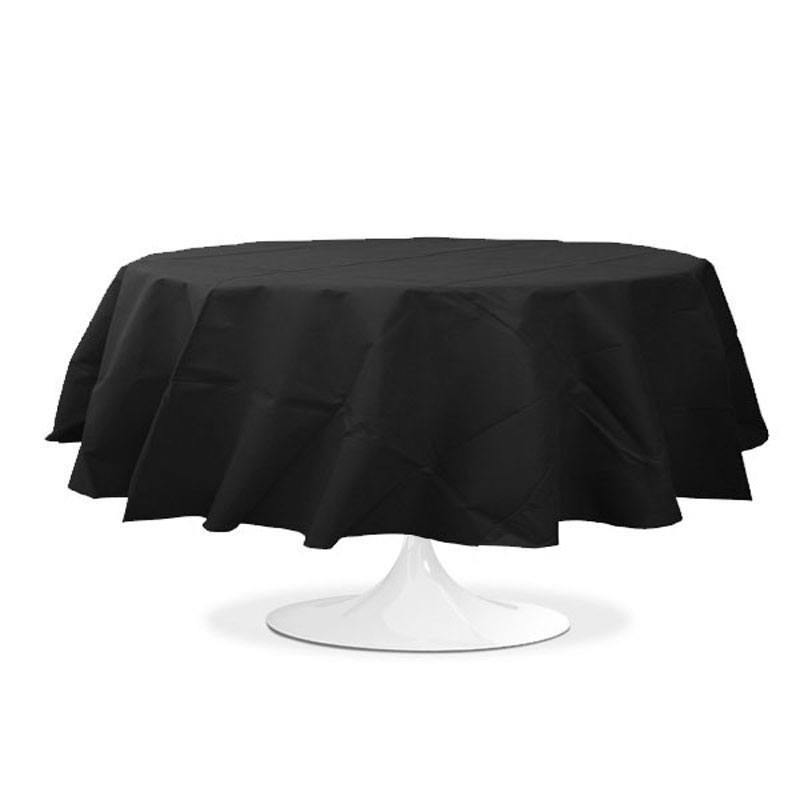 Nappe ronde à carreaux de 140 cm pour table de mariage, cuisine, salle à  manger, noir