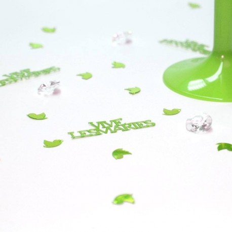 Confettis de table vive les mariés vert