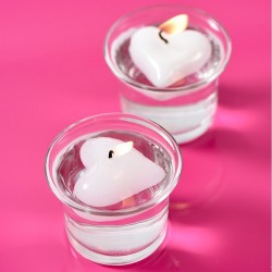 2 bougies flottantes cœur blanc