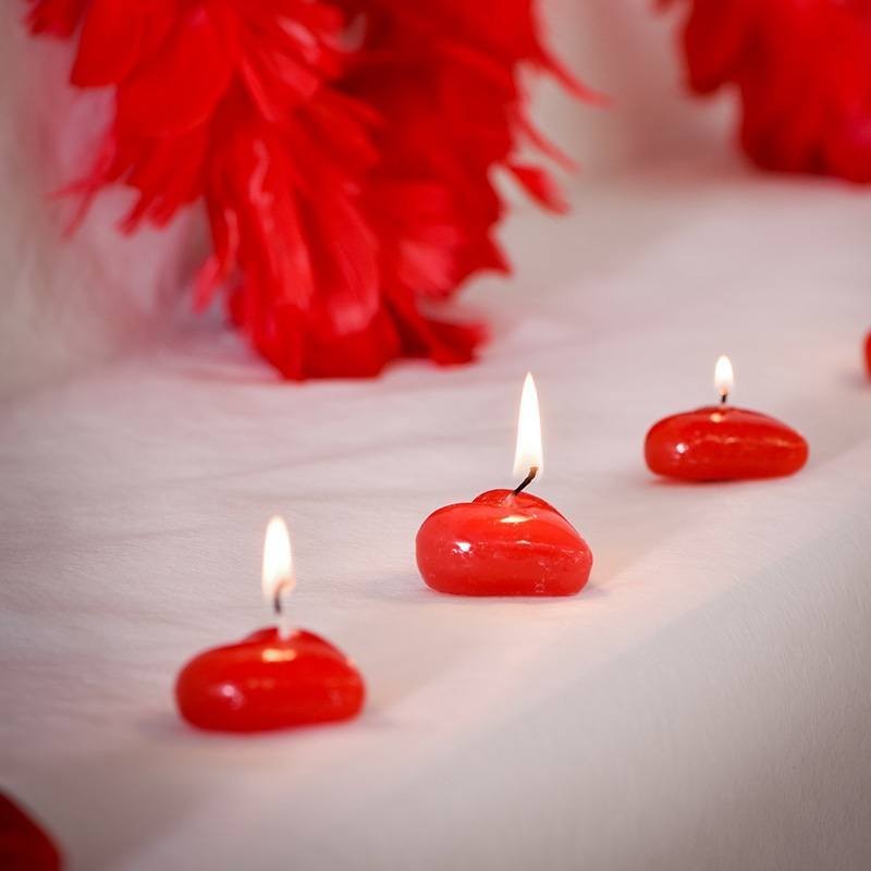 2 bougies flottantes cœur rouge - Dragées Anahita