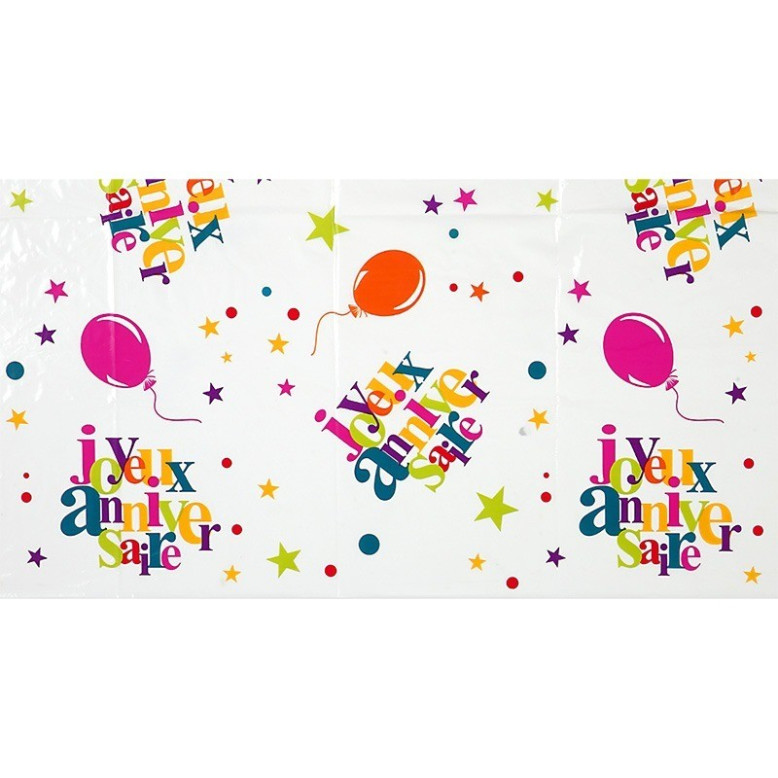 Nappe rectangulaire de table anniversaire multicolore