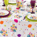 Nappe rectangulaire de table anniversaire multicolore