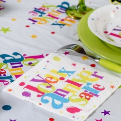 20 serviettes de table anniversaire multicolore
