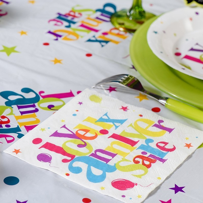 Lot De 140 Serviettes En Papier Colorées - 7 Couleurs, 25x25 Cm, 2 Plis - Pour Anniversaires, Fêtes, Décoration De Table