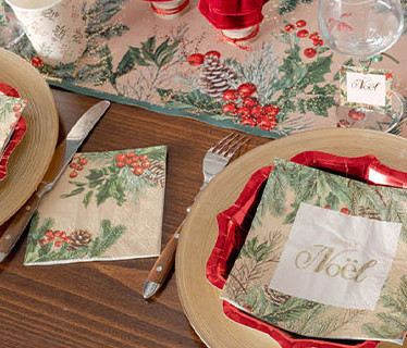 Décoration de Table Noël Boisé Kraft